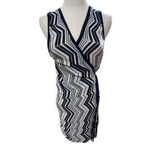Trina Turk - Navy and White Wrap Dress - Size Small